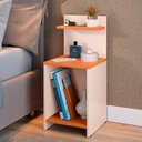 Ver imagem 2 de Kit 2 Mesinhas Off White/cinamomo Prateleira Nicho Cabeceira Cama Box Casal 1,4 Bege Suede - Rpm