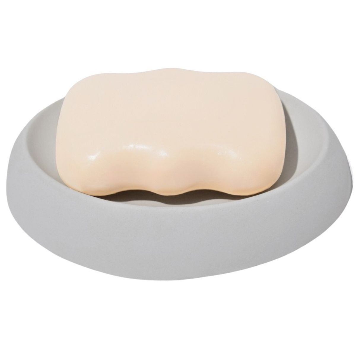 Saboneteira Porta Sabonete Banheiro Oval Luxo 12,5cm em Cimento - Cinza - 1
