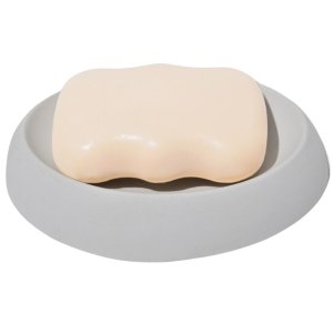 Saboneteira Porta Sabonete Banheiro Oval Luxo 12,5cm em Cimento - Cinza