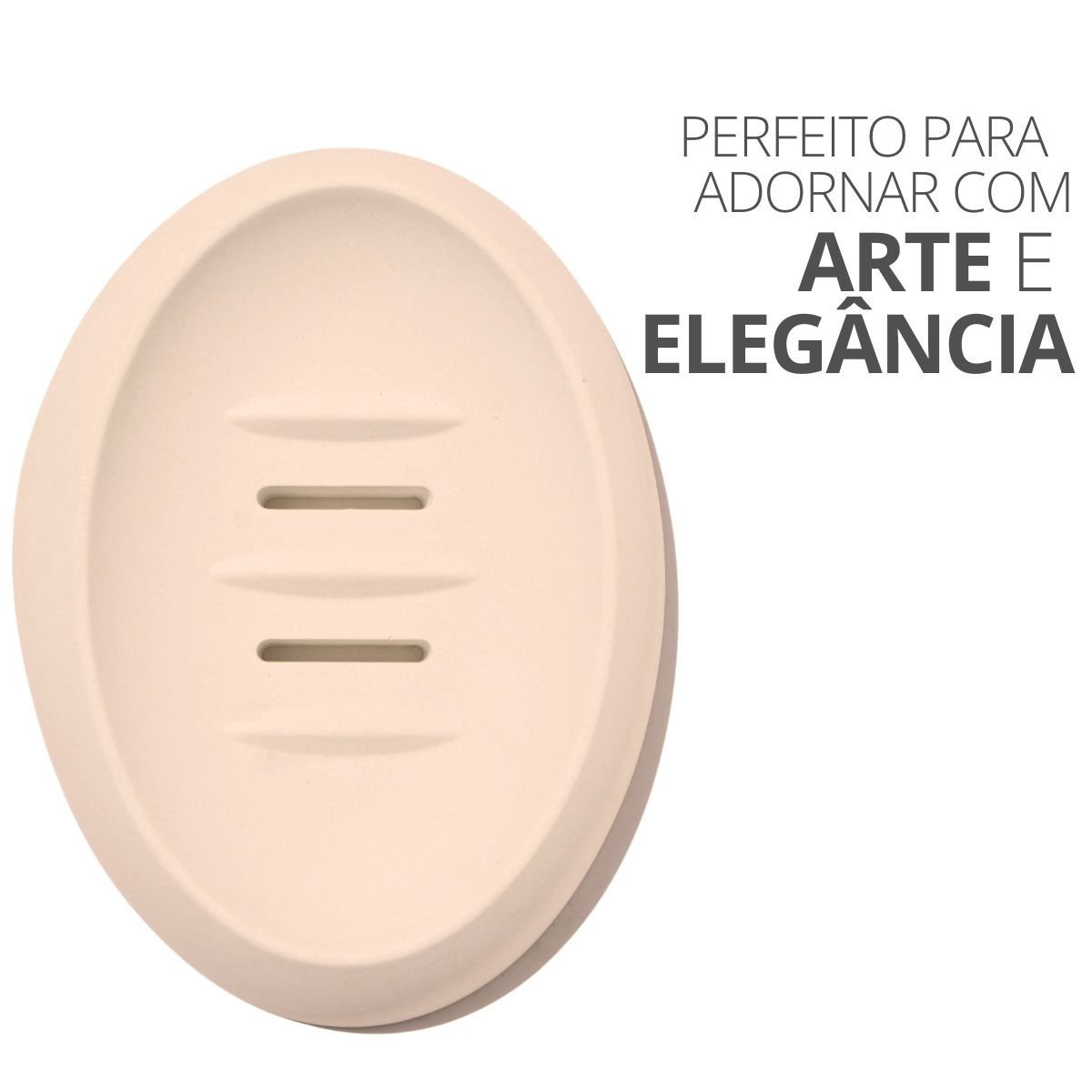 Saboneteira Porta Sabonete Banheiro Oval Luxo 12,5cm em Cimento - Cinza - 4