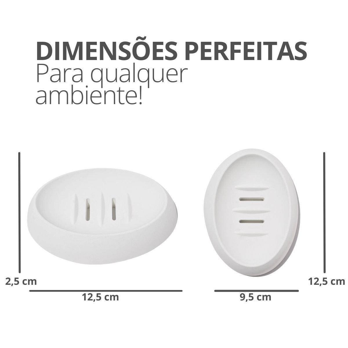 Saboneteira Porta Sabonete Banheiro Oval Luxo 12,5cm em Cimento - Cinza - 2