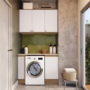 Lavanderia Modulada Kappesberg Celeste 3 Peças Nogueira/branco 120cm