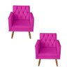 Kit 2 poltrona Para sala de Estar Bianca Capitonê Rodapé Suede Pink - Móveis Mafer - 1