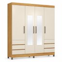 Ver imagem 2 de Guarda-Roupa Casal com Espelho 4 Portas 6 Gavetas Roma Cinamomo / Off White Demóbile