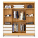 Ver imagem 3 de Guarda-Roupa Casal com Espelho 4 Portas 6 Gavetas Roma Cinamomo / Off White Demóbile