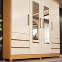 Ver imagem 5 de Guarda-Roupa Casal com Espelho 4 Portas 6 Gavetas Roma Cinamomo / Off White Demóbile