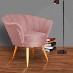 Poltrona Decorativa Pétala De Flor Sala veludo rosê Esmalteria Salão Escritório Dalaqua Decor - 3