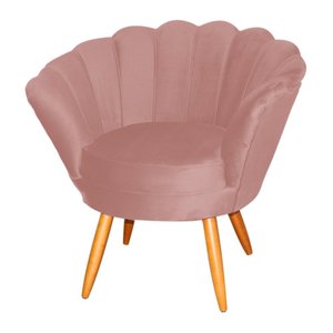 Poltrona Decorativa Pétala De Flor Sala veludo rosê Esmalteria Salão Escritório Dalaqua Decor