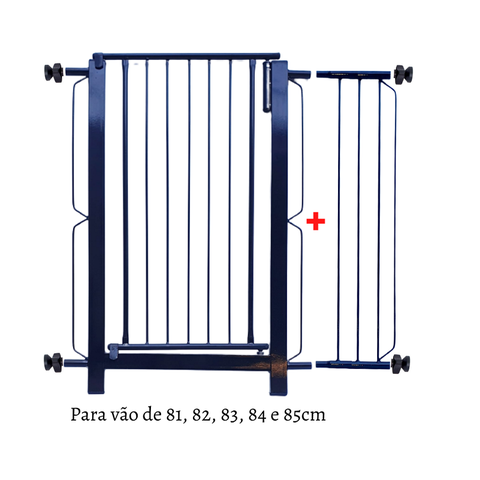 Grade e Portão para Cachorro Bebê Pet, Vãos de 81cm a 85cm - Preto