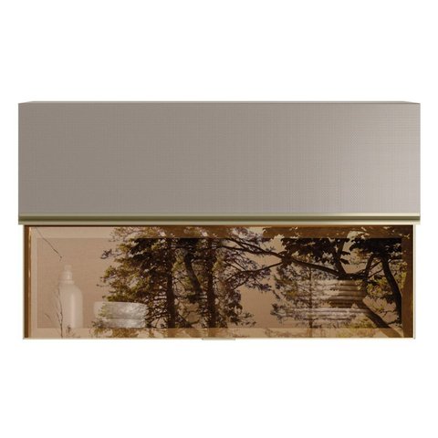 Armário Aéreo 1 Porta MDF 1 Porta Reflecta Basculante 120cm Proença Bege/Nogueira/Nude Prime