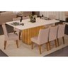 Conjunto: Mesa Sala Jantar Canes Tampo Madeirado C/ Vidro Curvo 200x100cm e 8 Cadeiras Stela Cedro/ - 1