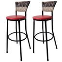 Ver imagem 1 de Kit 2 Banquetas Bistrô Aço Junco Sintético Degrade Assento Vermelho