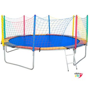 Cama Elástica 3,05M ChicoPlay Lona Azul Nacional Com Emenda