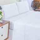 Ver imagem 3 de Jogo de Lençol Casal 4 Peças Basic Percal 180 Fios Lese Bordado Inglês - Branco