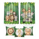 Ver imagem 1 de Kit Cortina Infantil Safari Baby + 3 Capa De Almofada