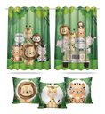 Ver imagem 1 de Kit Cortina Infantil Safari Baby + 3 Capa De Almofada