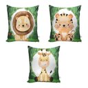 Ver imagem 3 de Kit Cortina Infantil Safari Baby + 3 Capa De Almofada
