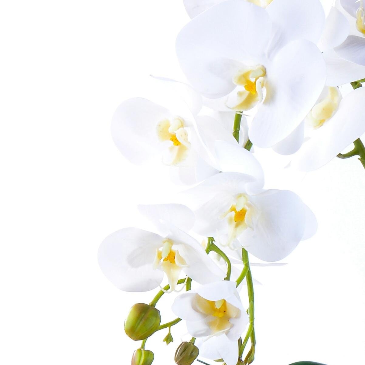 Arranjo 6 Orquídeas Artificiais Brancas em Vaso Prata Oasis - 2