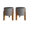 Kit 2 Puff Redondo Couro  cinza/preto - 1