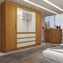 Ver imagem 1 de Guarda-roupa Casal Honey 5 Portas 10 Gavetas com Espelho Cinamomo/off White - Panorama Móveis