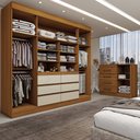 Ver imagem 2 de Guarda-roupa Casal Honey 5 Portas 10 Gavetas com Espelho Cinamomo/off White - Panorama Móveis