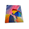 Mini Quadro Casal com Guarda Chuva Pintado a Mão 30x25cm - 5