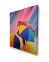 Ver imagem 4 de Mini Quadro Casal com Guarda Chuva Pintado a Mão 30x25cm