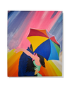 Ver imagem 2 de Mini Quadro Casal com Guarda Chuva Pintado a Mão 30x25cm