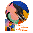 Ver mais imagens de Mini Quadro Casal com Guarda Chuva Pintado a Mão 30x25cm