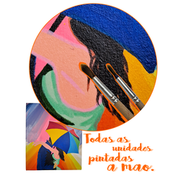 Mini Quadro Casal com Guarda Chuva Pintado a Mão 30x25cm - 8