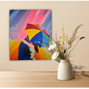 Ver imagem 1 de Mini Quadro Casal com Guarda Chuva Pintado a Mão 30x25cm