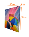 Ver imagem 7 de Mini Quadro Casal com Guarda Chuva Pintado a Mão 30x25cm