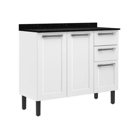 Balcão de Cozinha em Aço 3 Portas 2 Gavetas Florença 105cm Branco - Itatiaia - Balc-105 3pt 2gv Flor