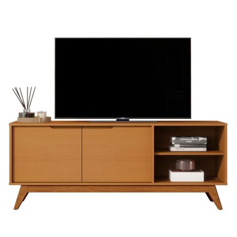 Rack Bancada Tucumã 1.4 Tv até 60 Pol. Pés de Madeira Maciça Nature