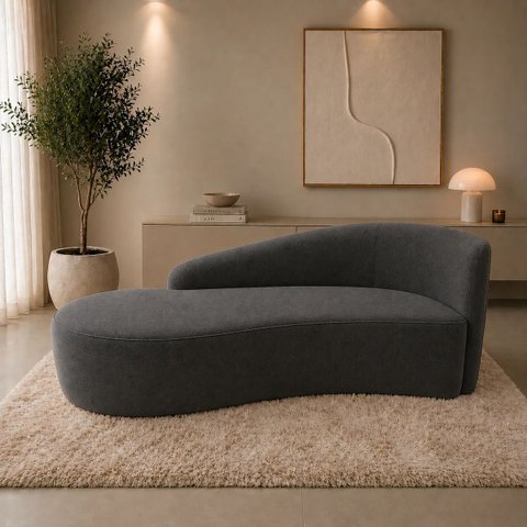 Sofá Divã Orgânico Charlotte Sala 160cm Bouclé Cinza