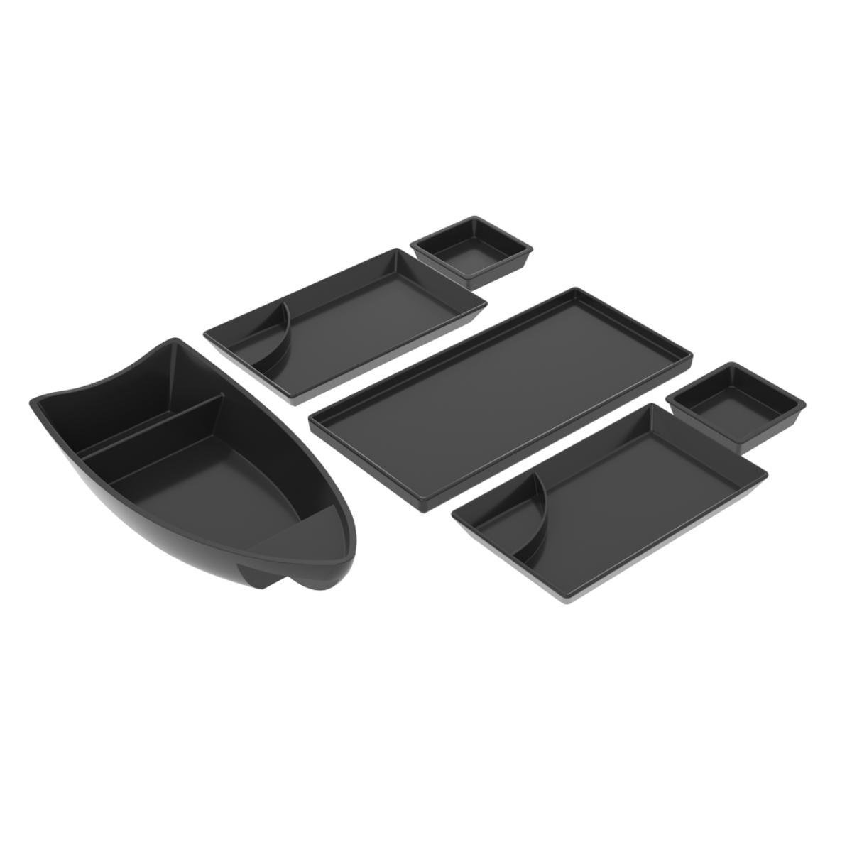 Kit Sushi 6 Peças Barco Pratos e Travessa Preto Uno Coza - 1