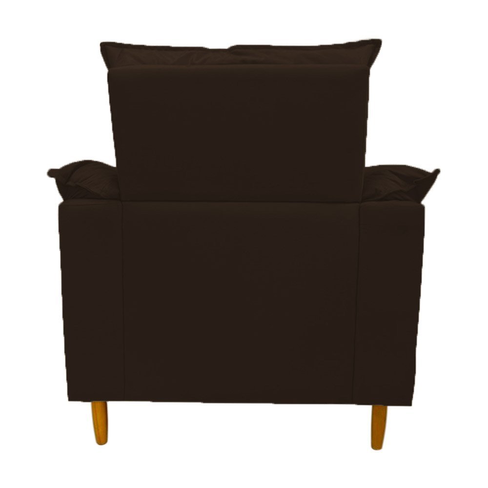 Poltrona Amamentação marrom suede Com Puff Cadeira Para Leitura Descanso - 5