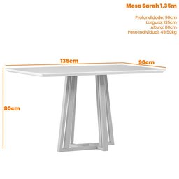 Mesa Sarah 135x90cm - Ypê-off White - 2