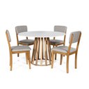 Ver imagem 1 de Mesa de Jantar Redonda Gabi Bran/jade com 4 Cadeiras Estofadas Ella Cinza Claro