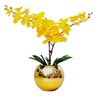 Arranjo Flores 2 Orquídeas Amarelo Toque Real Vaso Ouro - 1