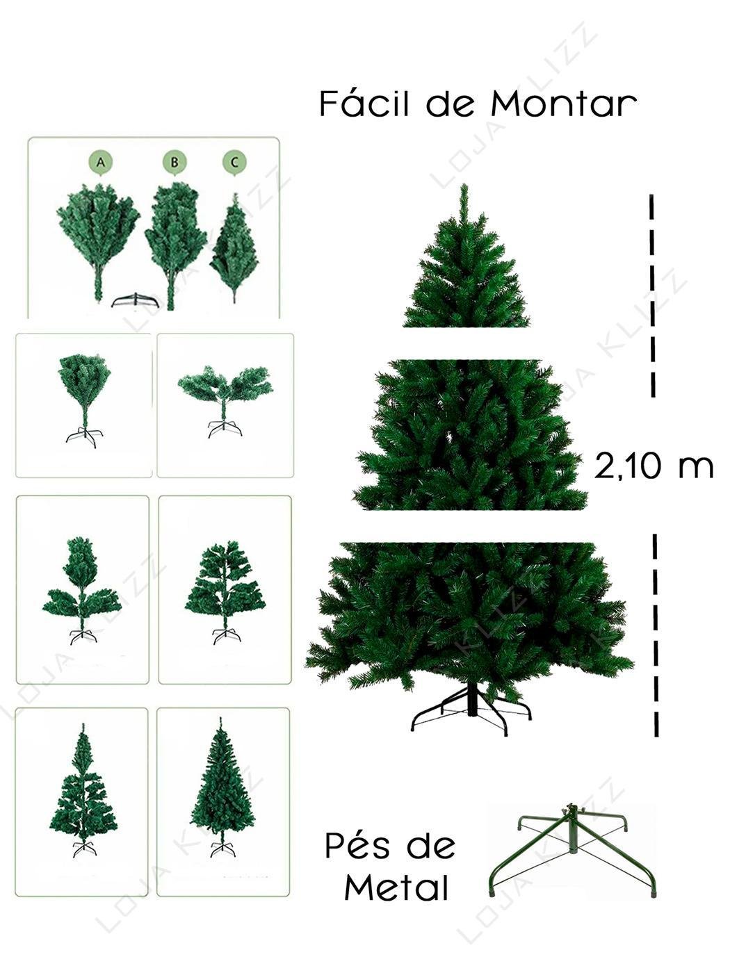 Arvore de Natal 2,10 Metros 1000 Galhos Cheia Pinheiro Luxo - 3