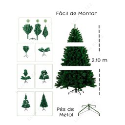 Arvore de Natal 2,10 Metros 1000 Galhos Cheia Pinheiro Luxo - 3