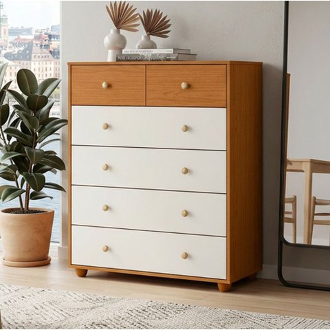 Cômoda para Quarto 6 Gavetas 90cm Varsóvia A04 Cinamomo Off White - Lyam Decor
