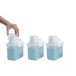 Kit de 3 Porta Sabão em Pó 1,1l com Copo Dosador e Travas de Lavanderia - Oikos - 2
