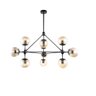 Lustre Pendente sala Metal Preto Vidro Âmbar 10 Globos-ADN+ - 1