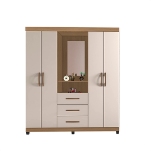 Guarda-roupa Capela Lion 4 Portas Penteadeira Casal Roupeiro - Nature / Off White