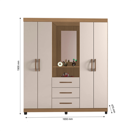 Guarda-roupa Capela Lion 4 Portas Penteadeira Casal Roupeiro - Nature / Off White - 3