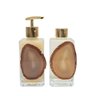 Kit Lavabo Difusor E Saboneteira Pedra Ágata Banhada À Ouro 24K Azul - 5