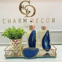 Ver imagem 3 de Kit Lavabo Difusor E Saboneteira Pedra Ágata Banhada À Ouro 24K Azul