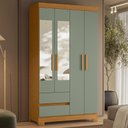 Ver imagem 1 de Guarda Roupa Casal 103cm Espelho Lipion Cinamomo/Sálvia a02 - Mpozenato
